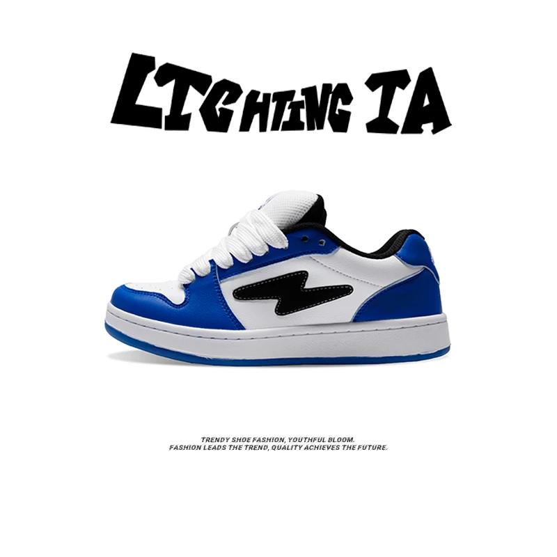 LIGHTING IA蓝白闪电面包鞋原创复古低帮板鞋情侣潮鞋百搭休闲鞋