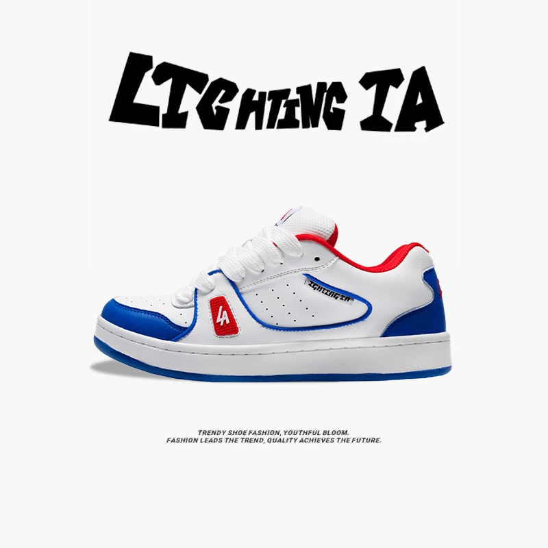 LIGHTING IA面包鞋原创小众白蓝红低帮板鞋男女复古休闲鞋子