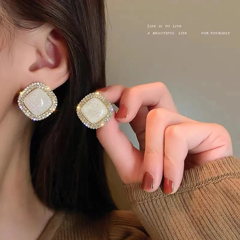 铜合金耳饰 时尚轻奢小香风小众冰裂纹5520