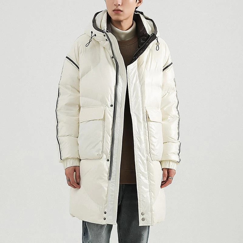 男款羽绒服中长款羽绒服男冬季新款白鸭绒连帽宽松韩版潮流休闲加