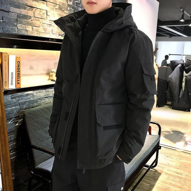 羽绒服男2023冬季新款潮流帅气短款百搭工装轻薄加厚冬装男士外套