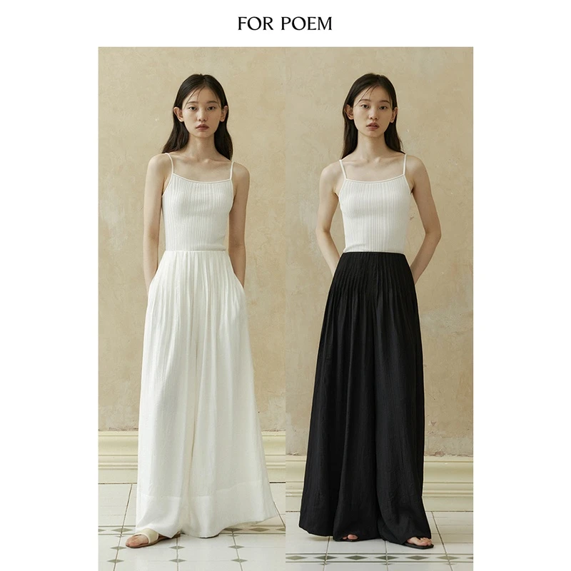 ForPoem 24/SS 原创设计夏季风琴褶空气感垂顺凉感阔腿裙裤