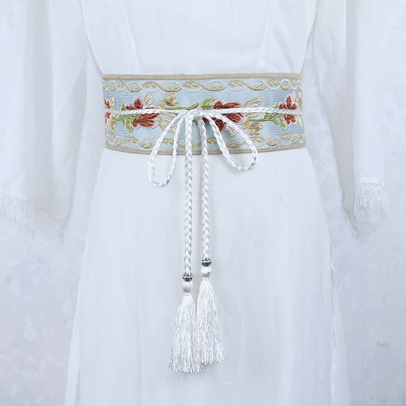 简约文艺提花流苏腰封古风汉服腰带服装外搭装饰腰间绑带配饰