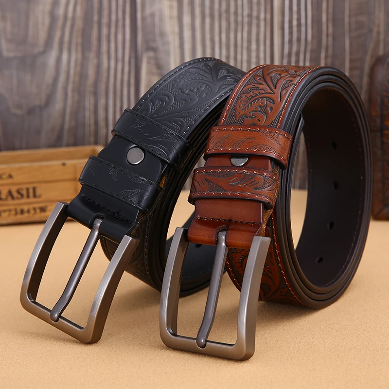 高档男士真牛皮皮带休闲复古腰带潮流百搭真皮年轻皮带男款