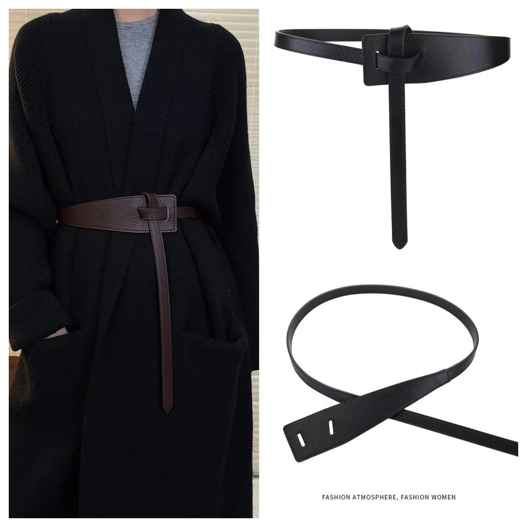 女士百搭腰封牛皮西装腰带女款真皮皮带大衣收腰ins风显瘦韩版