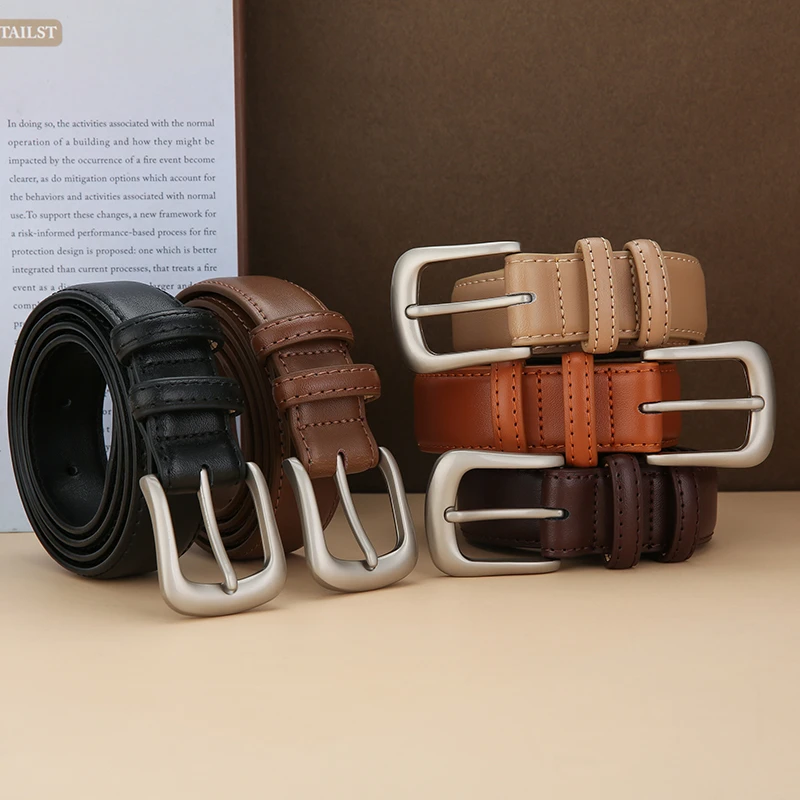 女士裤腰带牛仔裤裤带真皮女款皮带潮流黑色牛仔裤腰带真牛皮皮带