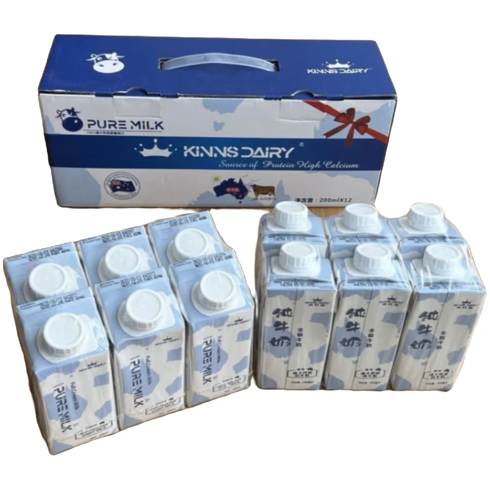 KINNS DAIRY菁百瑞澳洲原装进口高钙全脂纯牛奶 200ml*12盒礼品装