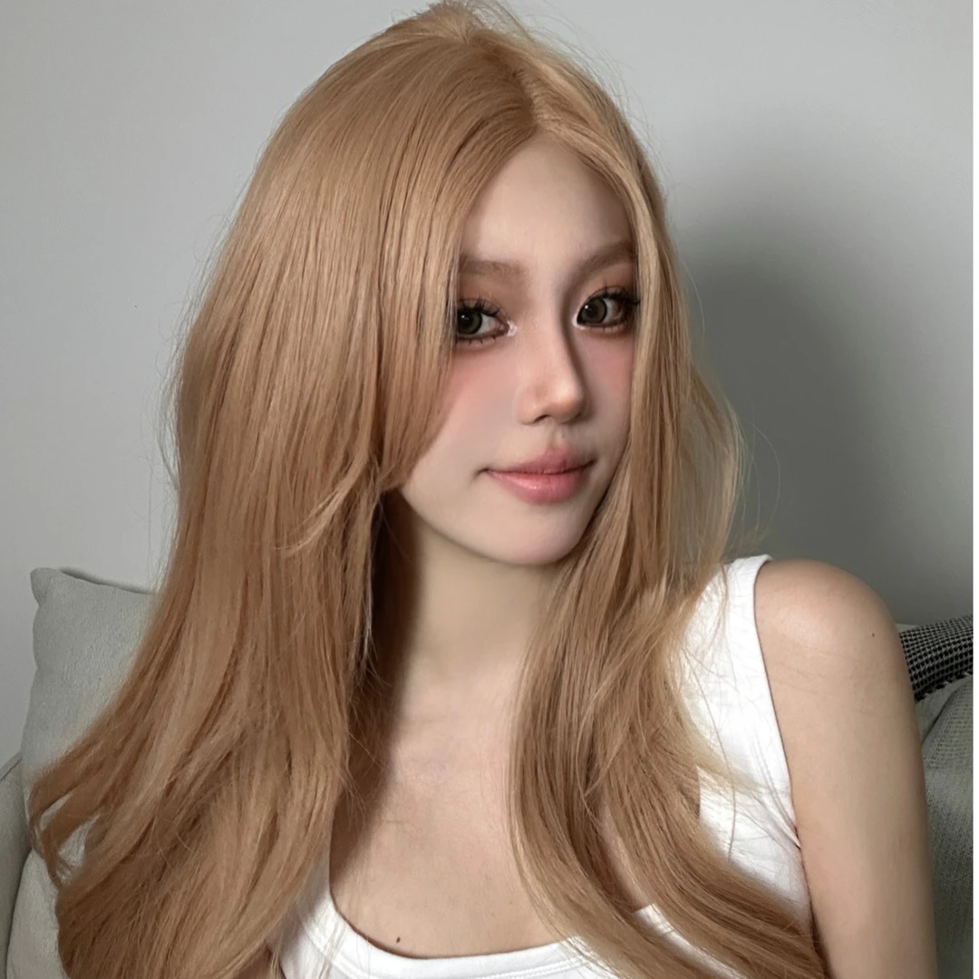 尹较瘦专属推荐-蕾丝中分款奶茶金气质款大波浪60cm