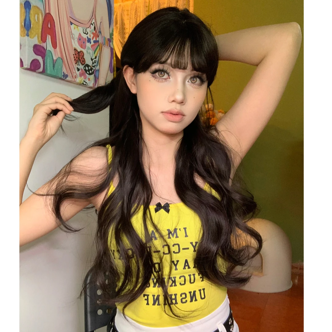卅爻专属-黑茶色刘海系列氛围感大波浪60cm温柔网感素颜日常