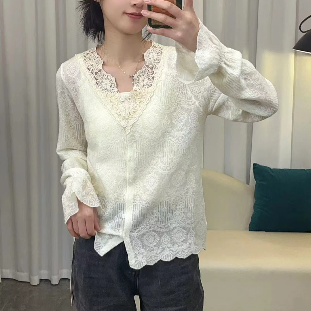 【舞会小公主】绵羊毛蕾丝花边  显瘦时尚减龄穿搭针织衫49-99008