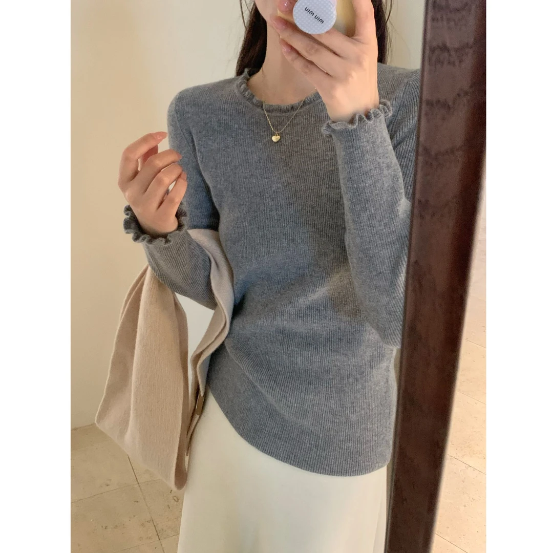 【温柔解锁】长袖纯色常规款内搭羊绒衫打底衫厚款02-X6359