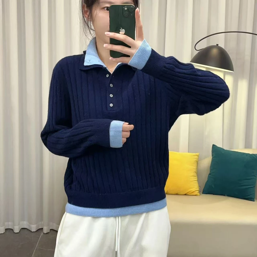 【衣见钟情】  时尚假两件简约好搭配女士羊绒衫02-8158