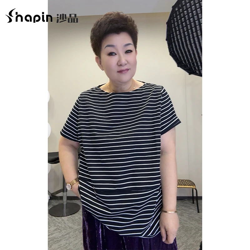 2024夏季新款圆领短袖薄款T恤女减龄百搭条纹上衣ZD450433