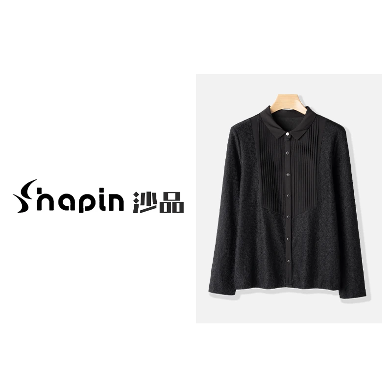 秋冬季内搭衬衣长袖时尚休闲上衣黑色百搭高端上衣女FMD221189