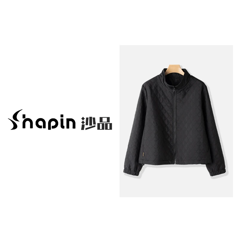 高级感轻薄菱格棉服女秋冬新款百搭宽松夹棉外套FMD241375