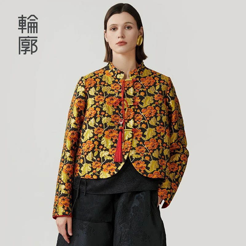 轮廓子规啼L243Y050新中式提花小外套复古时尚气质百搭休闲外衣