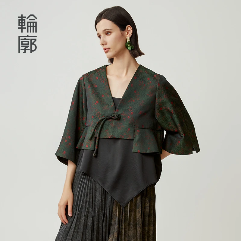 轮廓格桑提花外套L243Y042复古百搭优雅气质新中式上衣女外套短款