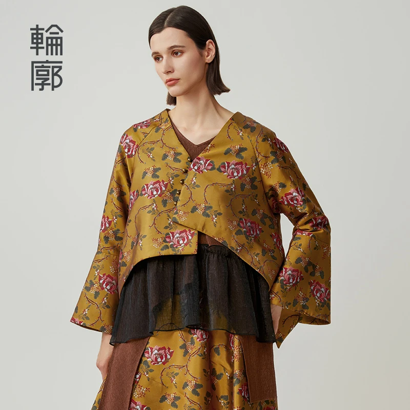 轮廓妙玉国风新中式提花外套琥珀流光百搭复古时尚外衣L243Y044