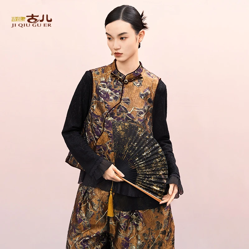 吉丘古儿笙箫原创设计马甲复古改良新中式马夹上衣中式G243Y043