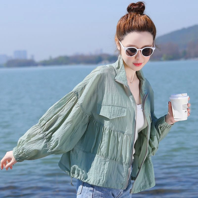 防晒衣女夏季薄款短外套2023新款户外透气百搭薄衫大码女款防晒服