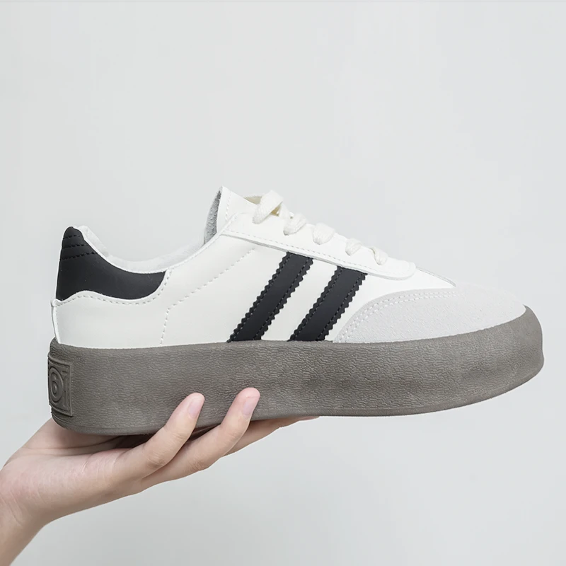 男士2025新款透气德训鞋女款运动鞋皮面经典百搭软底增高板鞋女