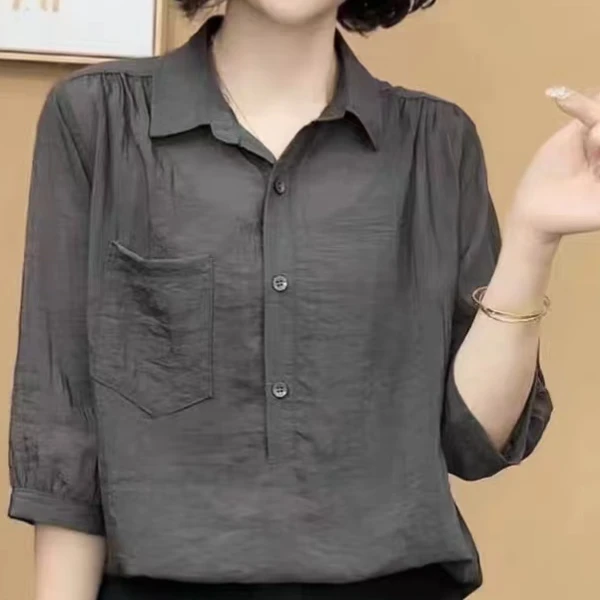 2024新款爆款七分袖气质轻奢风设计感百搭显瘦减龄上衣女T恤