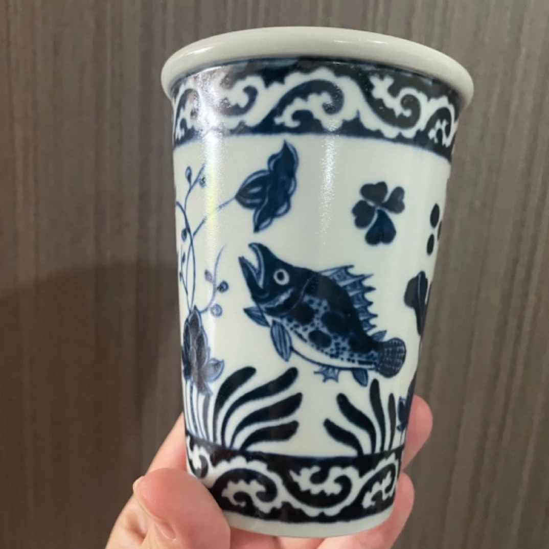 阅贤斋气窑鱼藻可乐杯微瑕