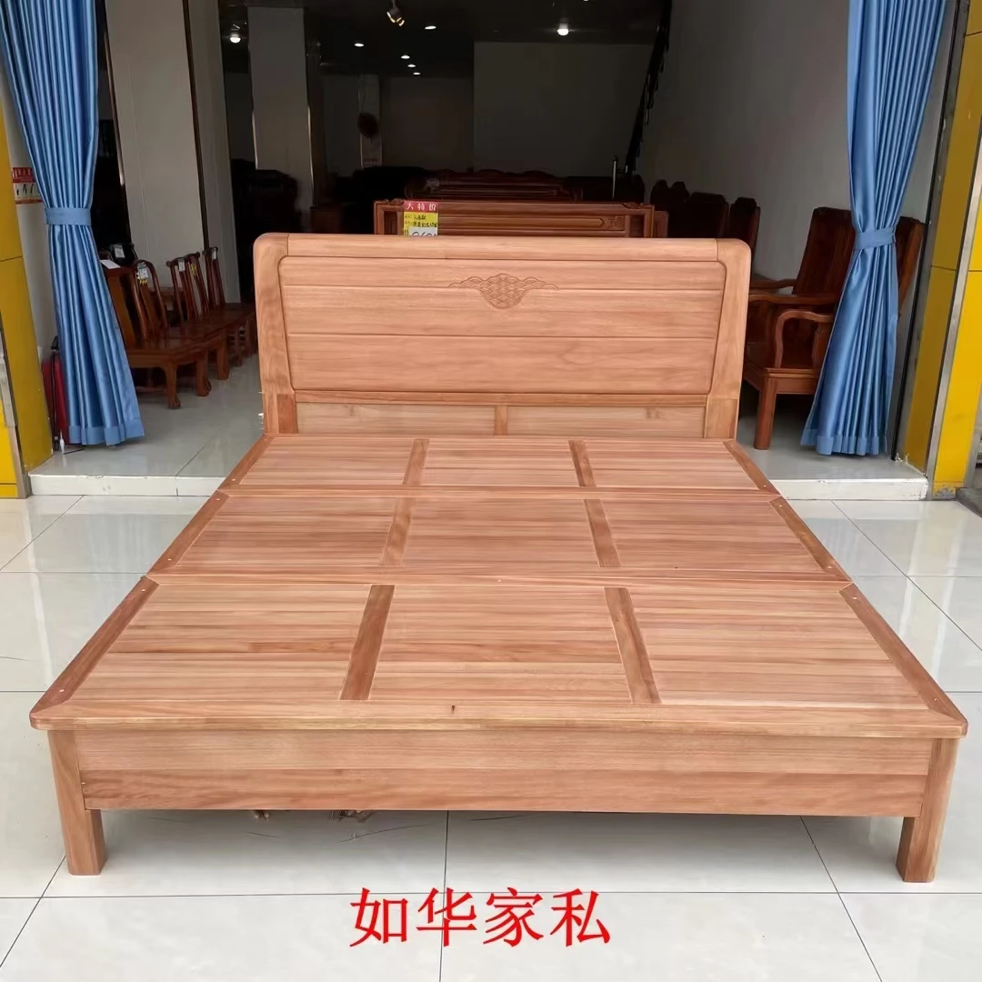 金丝檀木大床1.8米全金丝檀木双人床全实木木新中式床硬木优雅床