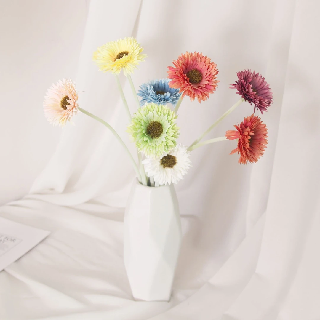 百花邦新款仿真花植绒雏菊 小清新迷你diy小雏菊干花室内装饰摆件
