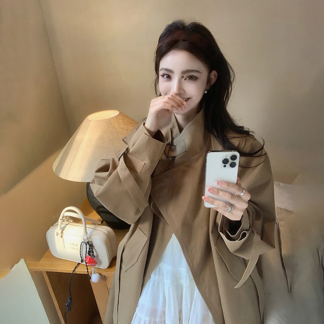 【LILYLIKES】高密斜纹100棉重磅洗水工艺立体廓形休闲风衣