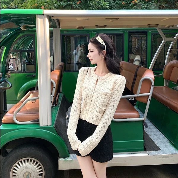 【LILYLIKES】3D立体拱针山茶花 德国stoll机织重工镂空小香短外套