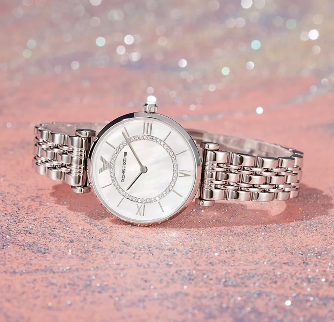 冠岚专柜品质手表女士潮流时尚轻奢百搭简约精致气质银色经典腕表