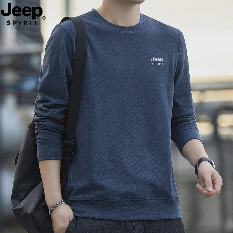 JEEPSPIRIT秋款长袖T恤男休闲男款宽松圆领大码百搭男装套头卫衣