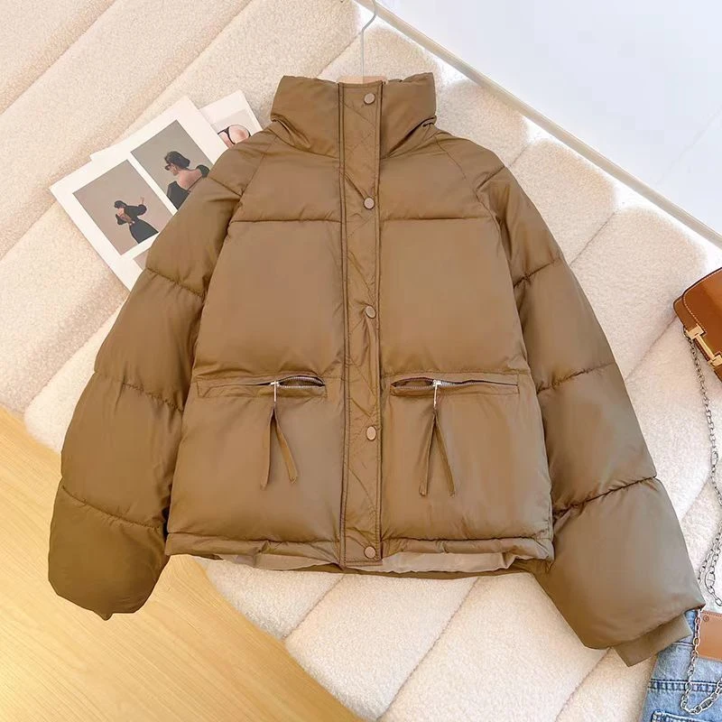 (01-40)冬新款时尚短款面包服女装小个子洋气休闲连帽棉服