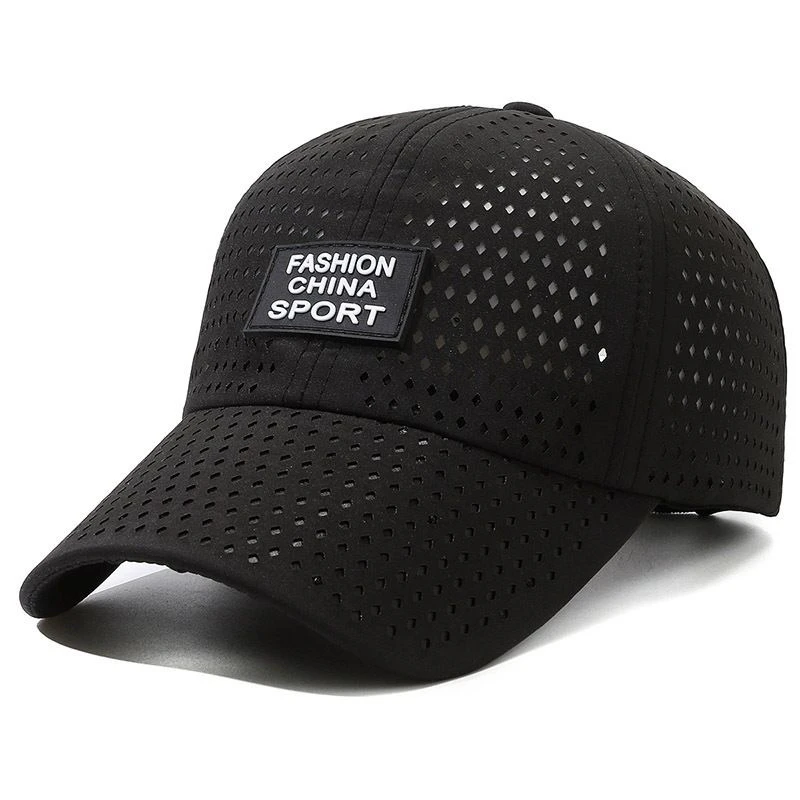 新款透气网眼帽子菱形打孔速干棒球帽户外运动鸭舌帽遮阳帽子男款