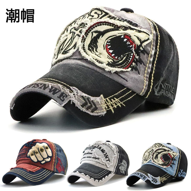 户外帽子棒球帽男时尚女帽棉鸭舌帽潮流百搭遮阳钓鱼做旧通用潮帽