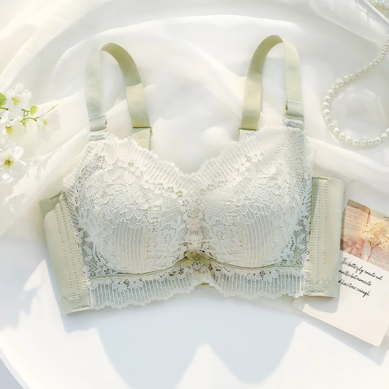 【小胸专用】内衣女无钢圈聚拢加厚胸罩收副乳防下垂上托蕾丝文胸
