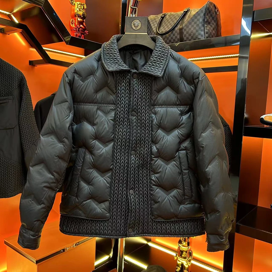 【时尚翻领系列羽绒服】秋冬潮流麦穗拼接百搭翻领休闲羽绒服G-727