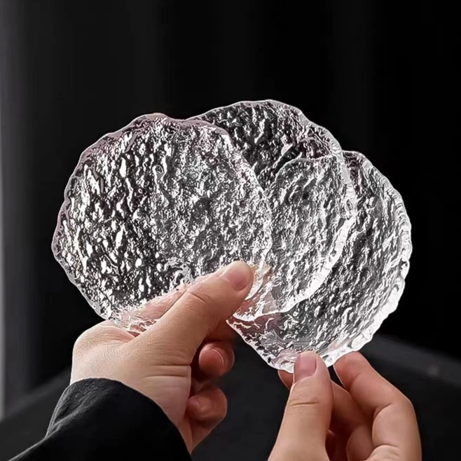 [4片]纯手工无铅水晶玻璃茶杯垫防烫垫简约家用功夫茶具小号壶承