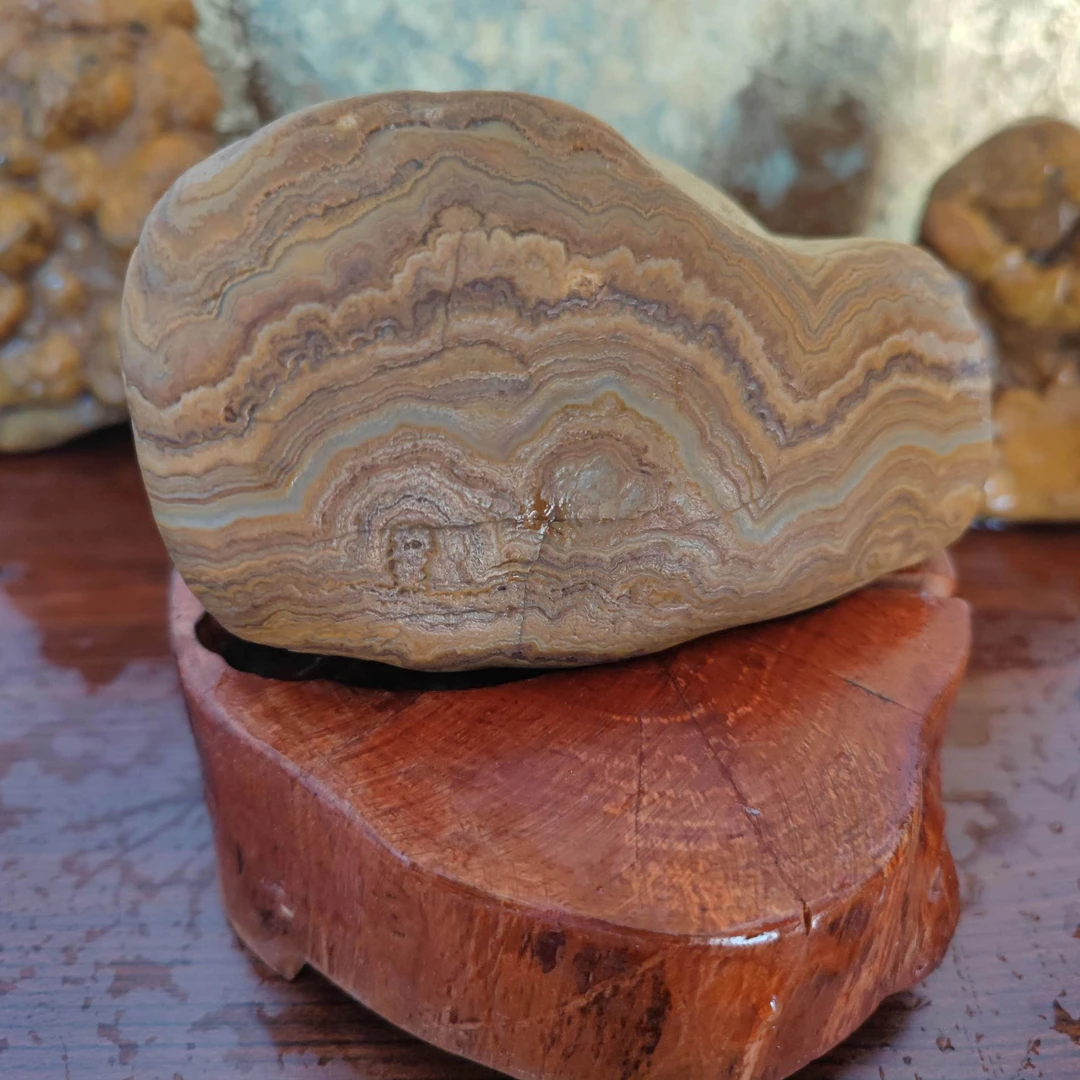 山水纹奇石客厅书房摆件