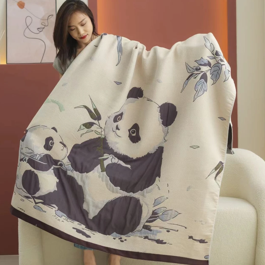 【清凉一夏】多层棉纱泡芙被150x200cm-国风熊猫