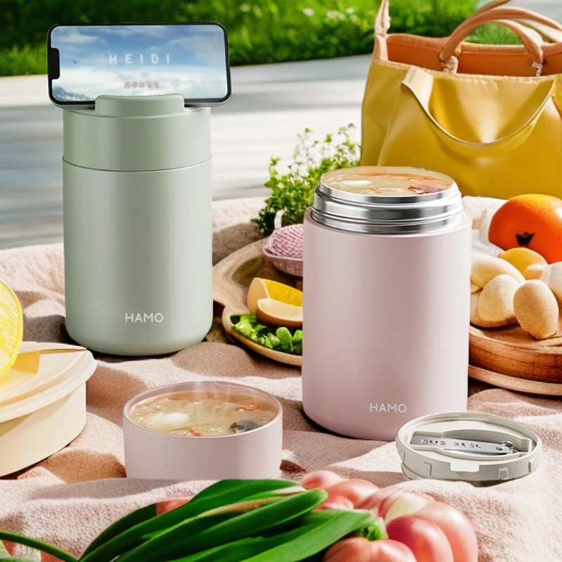 杯子焖杯316便携高颜值保温水杯葫芦指纹解锁密码恒温杯焖烧杯