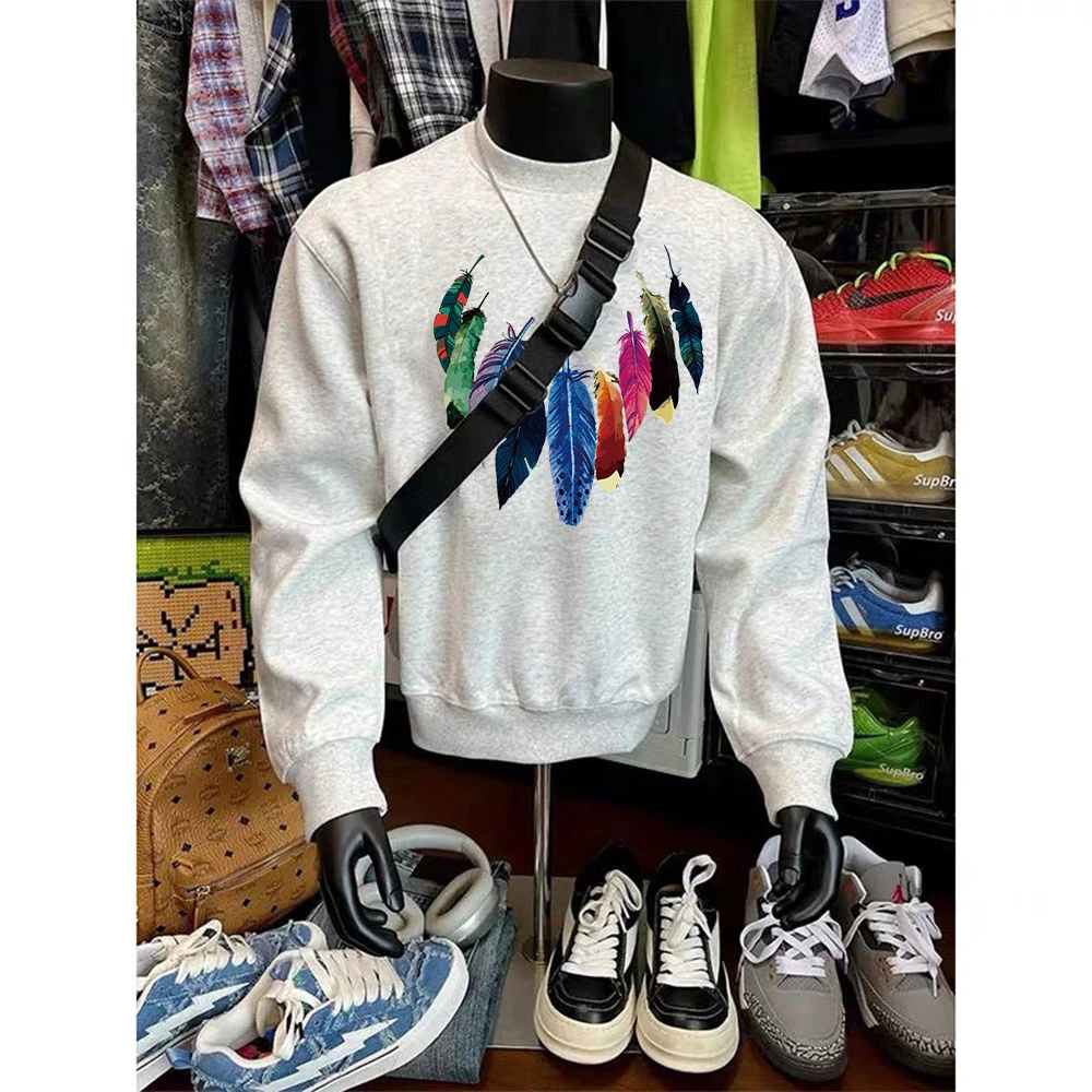 冬季新款加绒套头花灰色卫衣男潮ins加厚美式潮牌打底衫男士长袖