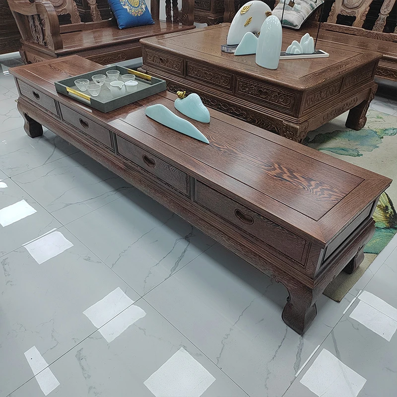 红木翅木明式弯腿四抽电视柜客厅储物矮柜中式视听柜