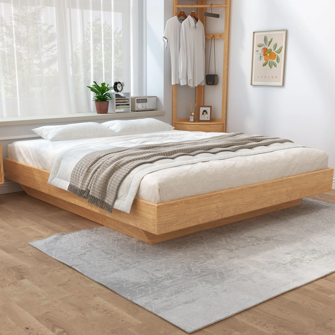 【清仓】实木箱体床北欧悬浮床无床头床储物榻榻米床1.5米高箱