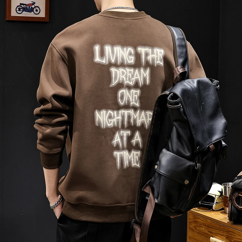 LEIGHZ/雷茨美式复古卫衣男士秋冬季新款长袖大码重磅潮牌衣服