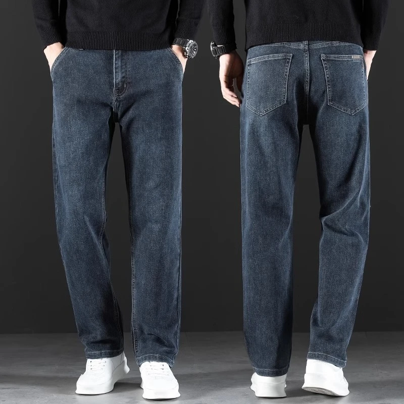 LEIGHZ/雷茨高端男牛仔裤子男士宽松直筒大码阔腿休闲百搭裤子男