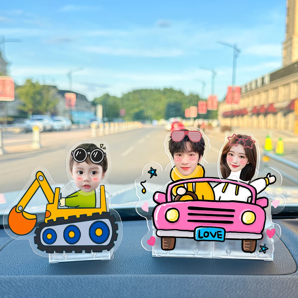 摇头摆件定制太阳能照片车载可爱摇摇diy情侣汽车饰品亚克力