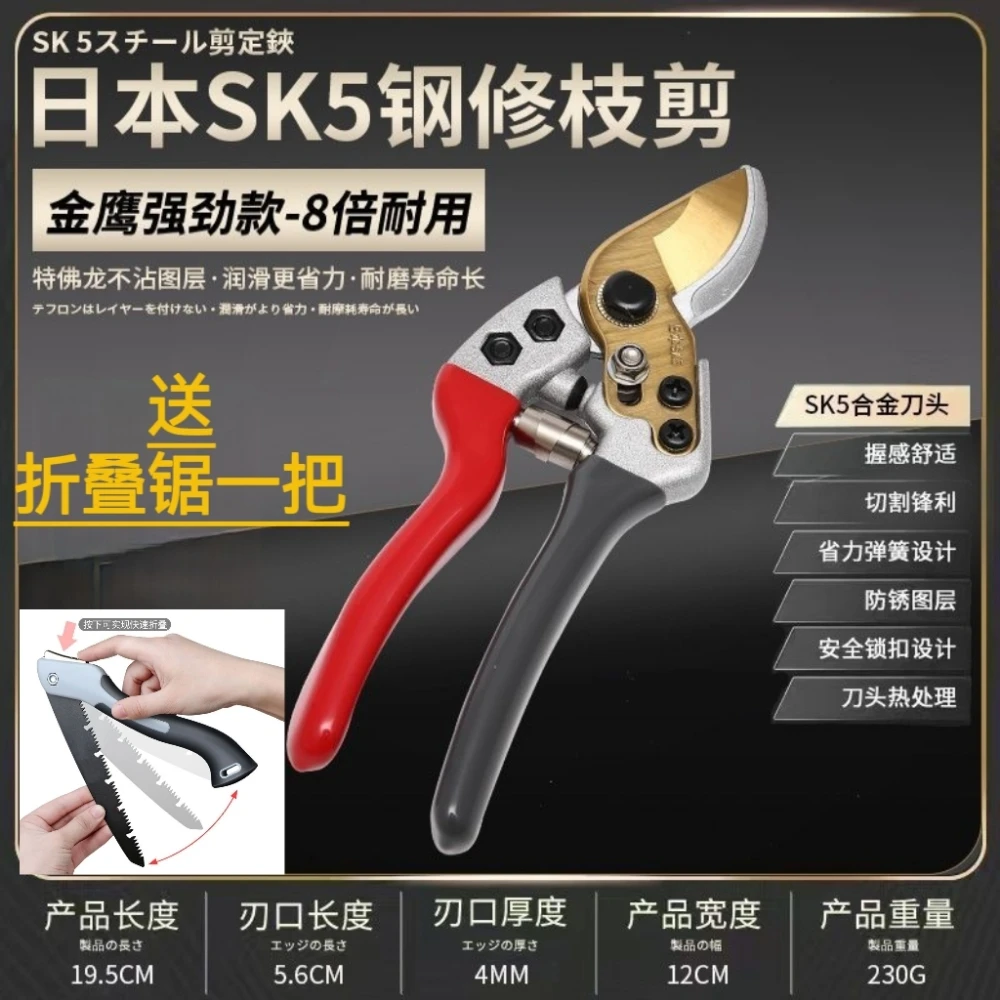 果树剪刀修枝剪园林工具园艺工具买剪刀送+折叠锯家用剪枝省力