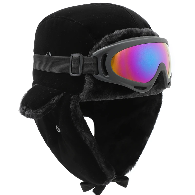 雷锋帽男冬骑车保暖防寒神器飞行员潮火车头帽红五角星东北棉帽子